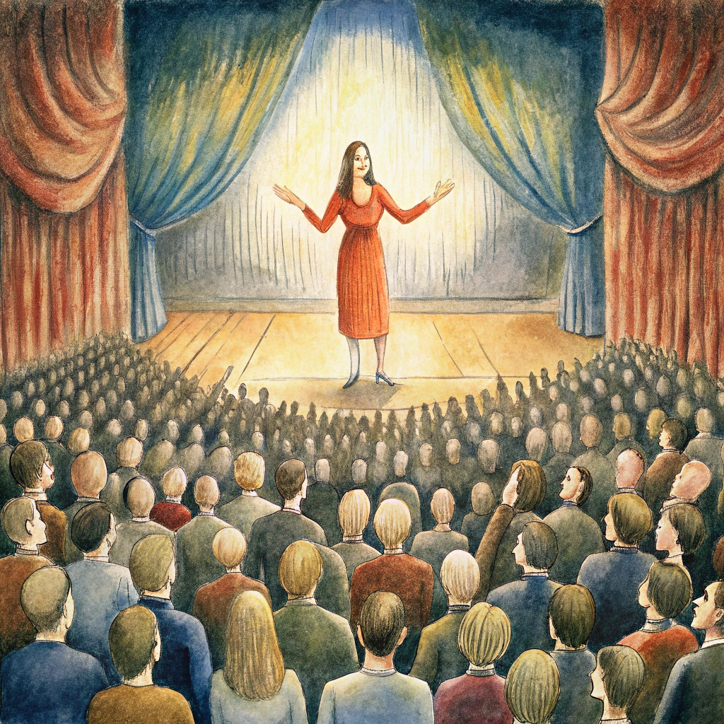 a-woman-on-stage-and-full-audience a-woman-on-stage-and-full-audience